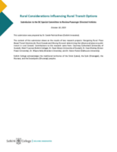 Rural Considerations Influencing Rural Transit Options