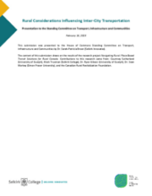 Rural Considerations Influencing Inter-City Transportation