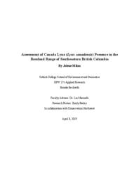 Assessment of Canada Lynx (Lynx canadensis) Presence in the Rossland Range of Southeastern British Columbia