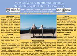 Meeting Seniors Health and Wellness Needs During the COVID-19 Pandemic: 