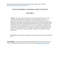 Youth Mentorship as Neoliberal Subject Formation