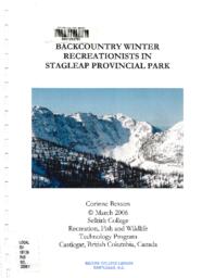 Backcountry Winter Recreationists in Stagleap Provincial Park