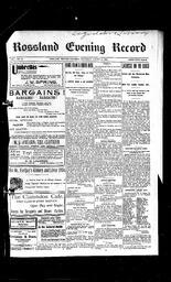   Rossland Evening Record 1899-08-26   , page 1