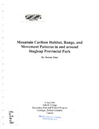 Mountain Caribou Habitat, Range, and Movement Patterns in and around Stagleap Provincial Park.