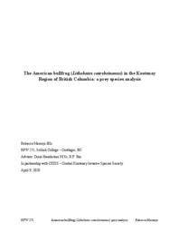 The American bullfrog (Lithobates catesbeinanus) in the Kootenay Region of British Columbia: a prey species analysis