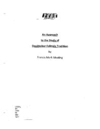 An Approach to the Study of Doukhobor Folktale Tradition