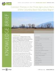 Knowledge Brief: Common Themes in the Three Agriculture Plans of the Columbia Basin-Boundary Region