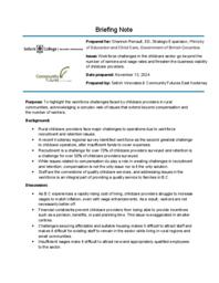 Policy Briefing: Workforce: Workforce challenges in the childcare sector go beyond the number of workers and wage rates and threaten the business viability of childcare providers