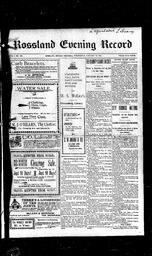   Rossland Evening Record 1899-01-18   , page 1