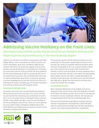 Addressing Vaccine Hesitancy on the Front Lines: Information about COVID-19 Vaccines for Social Service Providers Working with People Experiencing Homelessness in the West Kootenay Region