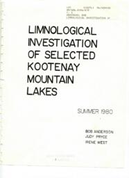 Limnological Investigation of Selected Kootenay Mountain Lakes