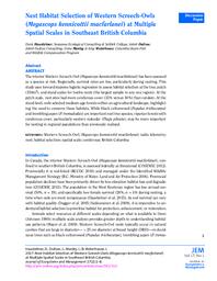Nest habitat selection of western screech-owls (megascops kennicottii macfarlanei) at multiple spatial scales: in Southeast British Columbia