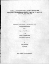 Population dynamics, habitat use and movements of greater sage-grouse in Moffat County, Colorado