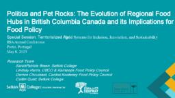 Politics and Pet Rocks: The Evolution of Regional Food Hubs in British Columbia Canada and its Implications for Food Policy