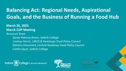 Balancing Act: Regional Needs, Aspirational Goals, and the Business of Running a Food Hub